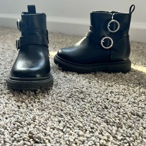 Black Ankle Boots with Silver Buckles